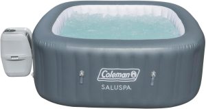 Coleman SaluSpa AirJet 4 to 6 Person Inflatable Hot Tub Square Portable Outdoor Spa with 114 Soothing AirJets and Insulated Cover