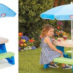 Little Tikes Easy Store Picnic Table with Umbrella, Multi Color