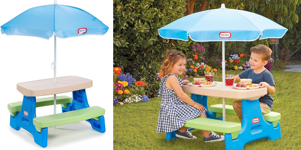 Little Tikes Easy Store Picnic Table with Umbrella, Multi Color