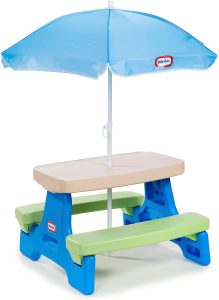 Little Tikes Easy Store Picnic Table with Umbrella, Multi Color