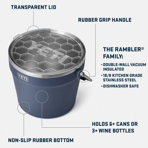 YETI Rambler Beverage Bucket, Double-Wall Vacuum Insulated Ice Bucket with Lid