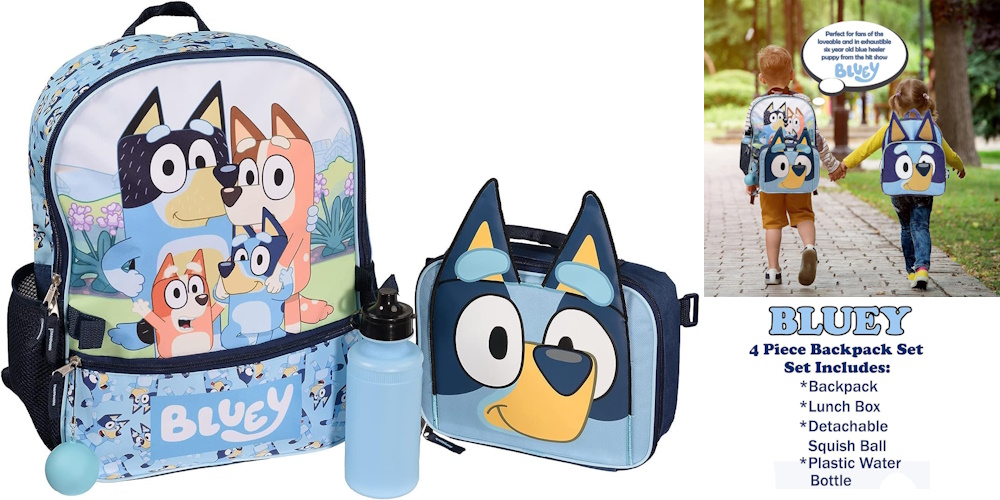 Bluey 4 Piece Backpack Set for Pre-School Girls & Boys, Kids 16" School Bag