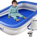 EnerPlex Kids Inflatable Travel Bed with High Speed Pump, Portable Blow up Toddler Air Mattress with Sides